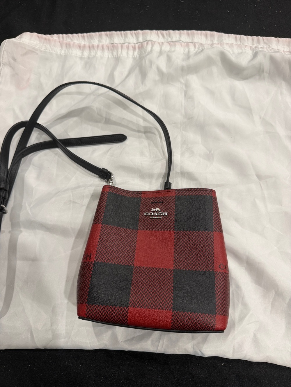 Coach Red and Black Buffalo Check Crossbody Bag